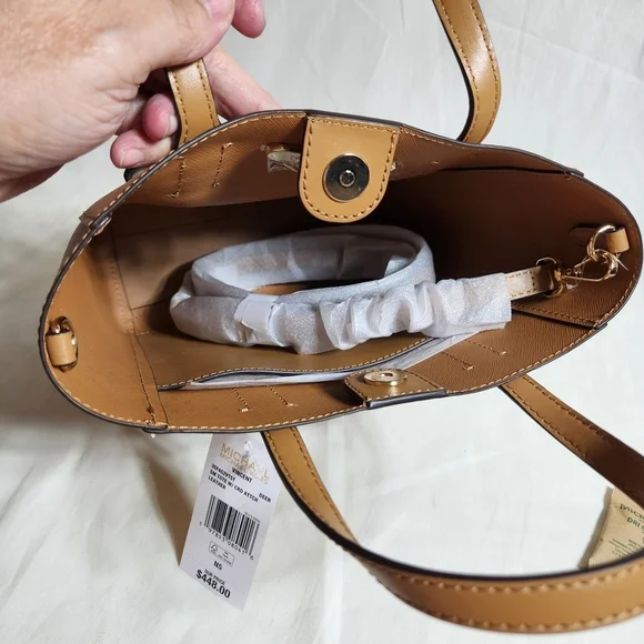Michael Kors Vincent Small Tan Leather Tote Bag New With Tags And Packaging - Picture 11 of 14
